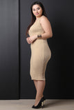 Ribbed Knit Deep V Sleeveless Dress