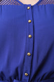 Mesh Panel Button-Up Long Sleeve Dress
