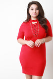 Lace Up Mock Neck Bodycon Dress