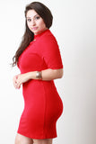 Lace Up Mock Neck Bodycon Dress
