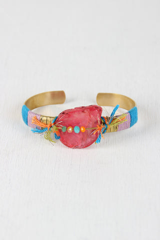 Colorful String And Stone Cuff Bracelet