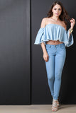 Off The Shoulder Frayed Crop Top