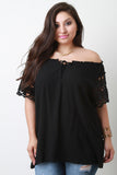 Lace Sleeve Off The Shoulder Blouse