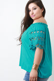 Lace Sleeve Off The Shoulder Blouse