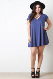 Cross Strap V Neck Tee Shirt Dress