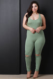 Knee Slit Sleeveless Jumpsuit