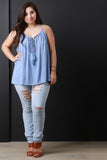 Crochet Panel Sleeveless Tie Top