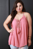 Crochet Panel Sleeveless Tie Top