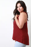 Casual Button Vent Back Tank Top