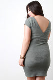 Surplice Back Rib Knit Sweater Dress