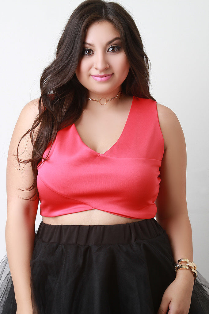 Deep V-Neck Sleeveless Crop Top