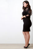 Choker Banded Lace Contrast Longsleeve Dress