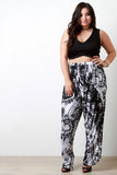 Tie Dye Side Slit Drop Crotch Pants