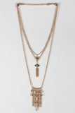 Layered Bohemian Necklace and Vegan Leather Choker Set