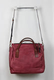 Weathered Vegan Leather Zippered Tote Bag