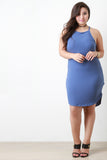 Rib Knit Sleeveless Dress With Choker