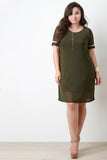 Mesh T-Shirt Striped Dress