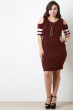 Open Shoulders Stripped T-Shirt Dress