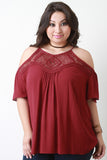 Crochet Yoke Cold Shoulder Flowy Top