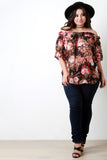 Off The Shoulder Floral Chiffon Top