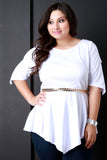 Cold Shoulder Peplum Chain Belted Top