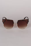 Semi Rimless Horn Rimmed Sunglasses