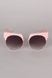 Semi Rimless Horn Rimmed Sunglasses