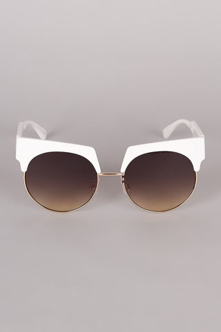 Semi Rimless Horn Rimmed Sunglasses