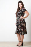 Floral Surplice Wrap Front Dress