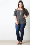 Crinkled Woven Bardot Necklace Top