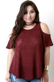 Cold Shoulder Marled Knit Top