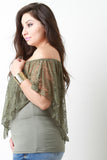 Lace Overlay Off The Shoulder Necklace Top