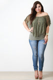 Lace Overlay Off The Shoulder Necklace Top