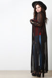 Striped Mesh Maxi Cardigan