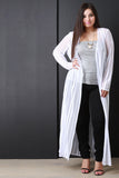 Striped Mesh Maxi Cardigan
