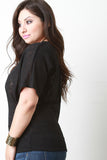 Semi-Sheer Knit Faux Button Top