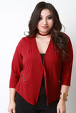 Textured Knit Zipper Accent Blazer