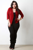 Textured Knit Zipper Accent Blazer