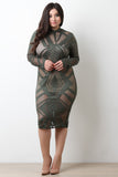 Geo Mesh Mock Midi Dress