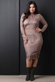 Geo Mesh Mock Midi Dress