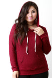 Distressed Rib Knit Longsleeve Hoodie Top