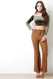 Suede Retro Bell Bottom Pants