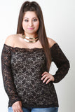 Long Sleeve Lace Bardot Top