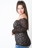 Long Sleeve Lace Bardot Top