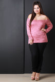 Long Sleeve Lace Bardot Top