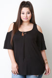 Cold Shoulders Ruffle Sleeves Top