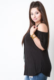 Cold Shoulders Ruffle Sleeves Top