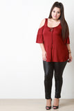 Cold Shoulders Ruffle Sleeves Top