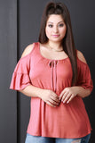 Cold Shoulders Ruffle Sleeves Top