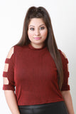 Rib Knit Banded Sleeve Crop Top